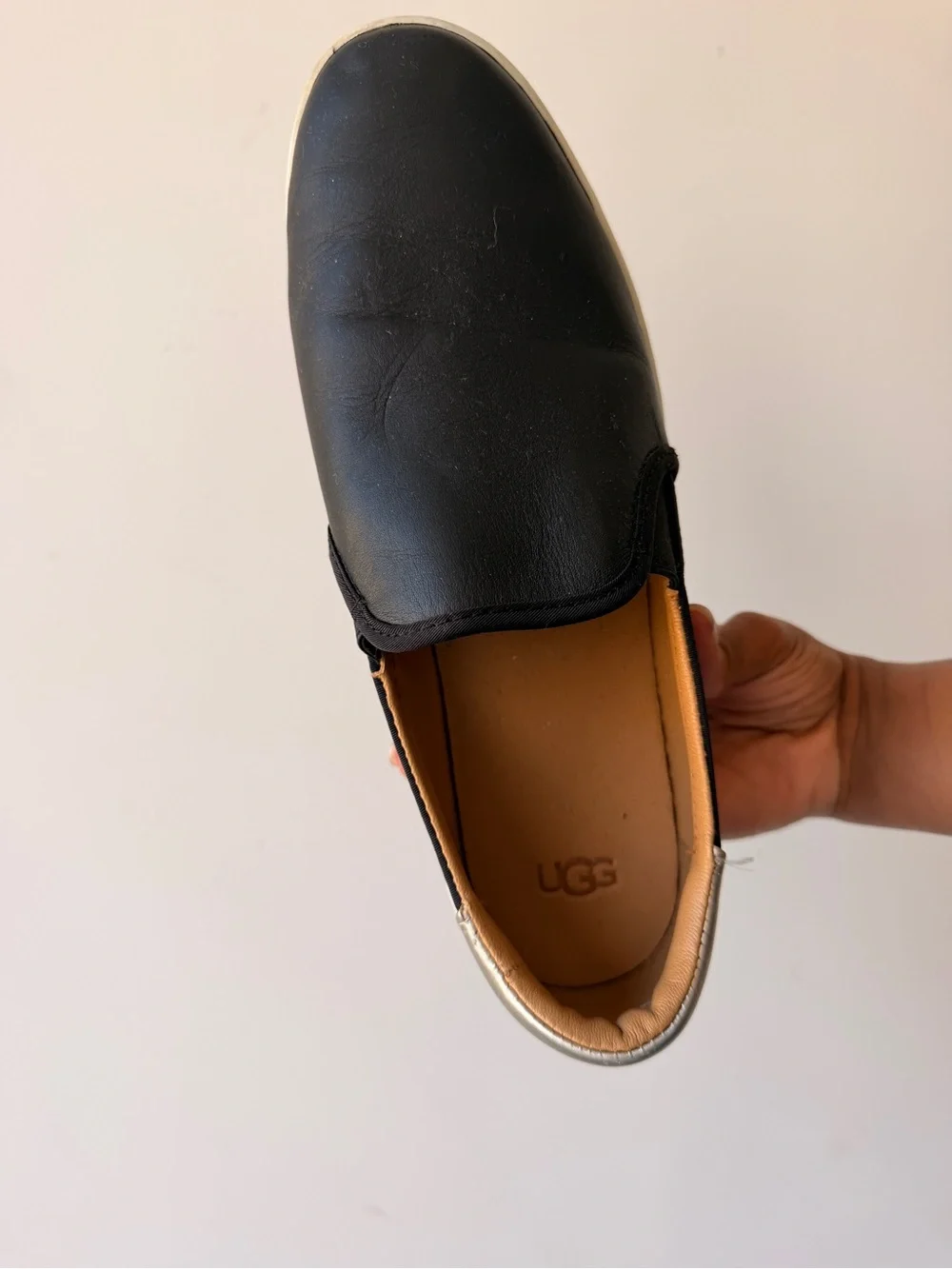 UGG Men's Black Leather Slip-On Loafers